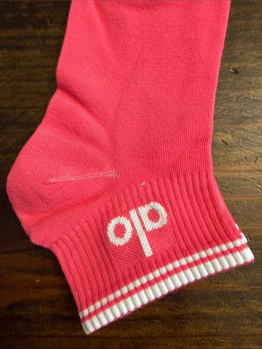 ALO Yoga Inspired Hot Pink Crew Socks with White Stripe Accent/Logo